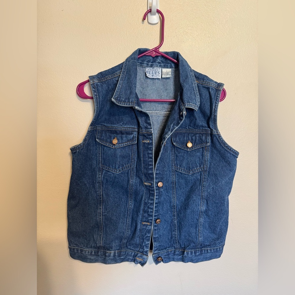 Rare Vintage 1990’s/Y2K Street Blues 100% Cotton Denim Vest Size Large